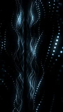 Abstract Glowing Blue Particle Wave and Digital Data Lines Background Stock Illustration