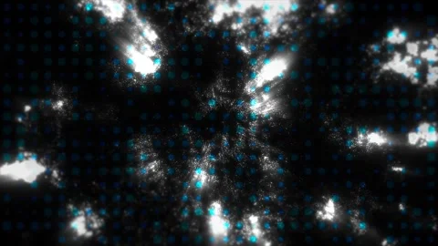 Abstract glowing blue particles energy explosion on dark grid Stock Footage 346891412