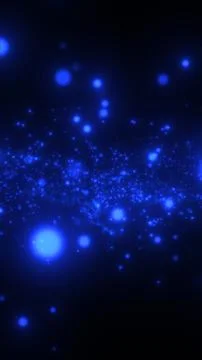 Abstract glowing blue particles floating in dark space, creating cosmic futur Stock Illustration