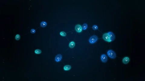 Abstract glowing blue particles moving through dark cosmic void Vídeos de archivo 346000658