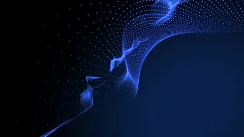 Abstract glowing blue particles wave motion background Stock Footage 340452200