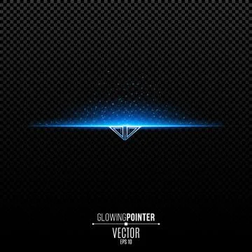 Abstract glowing blue pointer with pattern down. Magic arrow with illuminatio Stock Illustration