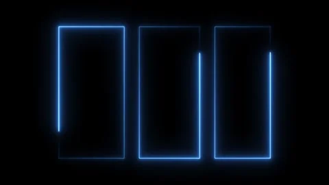 Abstract glowing blue rectangular frame animation loop on black background Stock Footage 308713289