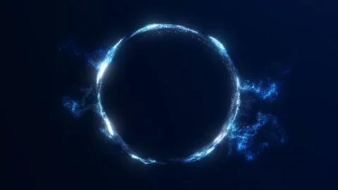 Abstract glowing blue sphere made of dispersing digital particles on dark b.. イラスト素材