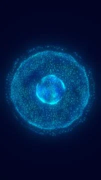 Abstract glowing blue sphere made of particles, symbolizing futuristic digita Stock Illustration