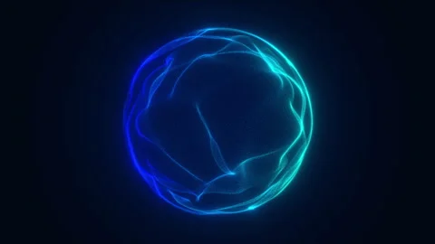 Abstract Glowing Blue Sphere With Particle Waves Futuristic Design Stock Footage 292988301
