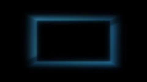 Abstract glowing blue square frame moves across black background with light.. Stock Footage 336476146