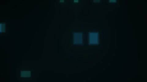 Abstract glowing blue squares floating in dark space. Stock Footage 333914470