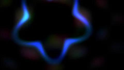 Abstract Glowing Blue Star Shape Pulsing with Colorful Light Flares. Stock Footage 340514881