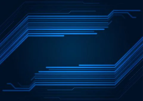 Abstract glowing blue tech circuit board lines minimal background Stock Illustration