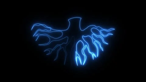 Abstract glowing blue tree roots design on black background Stock Footage 345197585