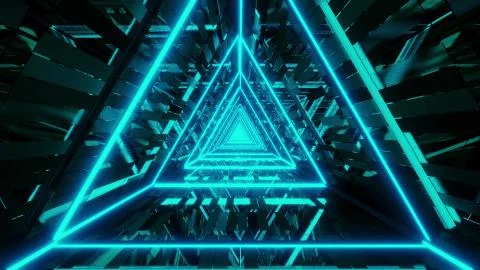Abstract glowing blue triangle wireframe background walpaper 3d rendering Illustrazione stock