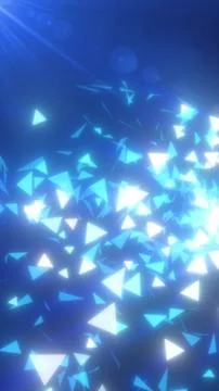 Abstract glowing blue triangles floating in light beams, symbolizing data flo 스톡 일러스트