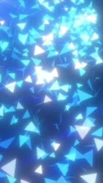 Abstract glowing blue triangles floating in light beams, symbolizing data f.. 스톡 일러스트