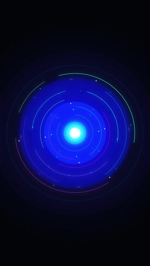 Abstract glowing blue tunnel animation loop with digital tech light rings Stock Footage 346735946