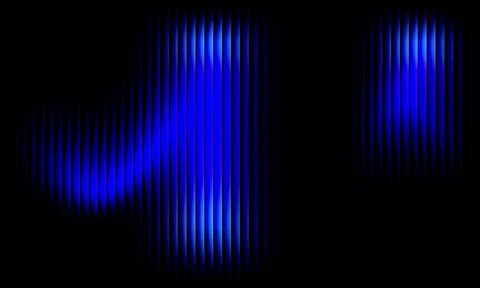 Abstract glowing blue vertical lines pattern on deep black background Stock Illustration