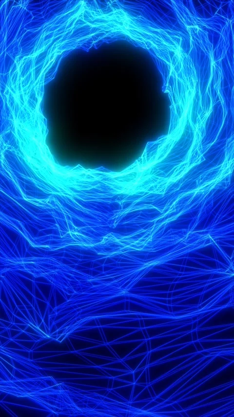Abstract glowing blue vortex of electric lines forming a circular portal, f.. Stock Footage 306962319
