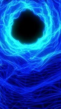 Abstract glowing blue vortex of electric lines forming a circular portal, fut イラスト素材