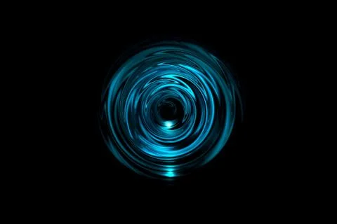 Abstract glowing blue vortex with light ring on black background Stock Illustration