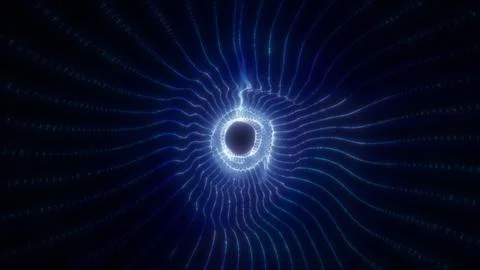 Abstract glowing blue vortex of light forming a circular energy tunnel, iso.. 스톡 일러스트
