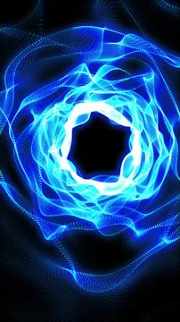 Abstract glowing blue vortex made of dynamic light particles forming a digi.. Stock Illustration