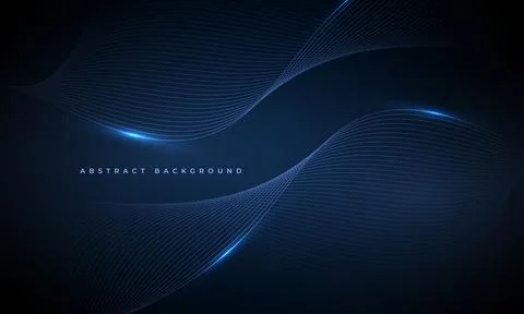 Abstract glowing blue wave background with sinuous mesh lines and neon nodes Stock Illustration