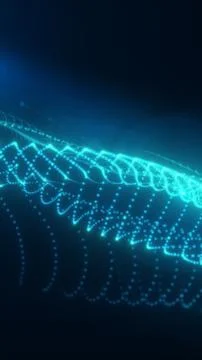 Abstract glowing blue wave of dots and lines representing data flow and futur Stock Illustration