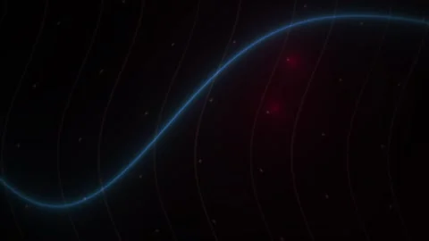 Abstract Glowing Blue Wave Motion with Pulsing Red Light Particle Effect. Stock Footage 341788469