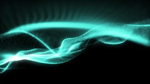 Abstract glowing blue wave of particles and dots, big data visualization Stock Footage 325371252