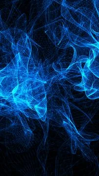 Abstract glowing blue wireframe waves, futuristic cyber mesh structure with l Illustrazione stock