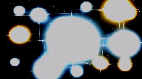 Abstract glowing bokeh orbs in rhythmic movement against a dark background .. Vídeo Stock 347017700