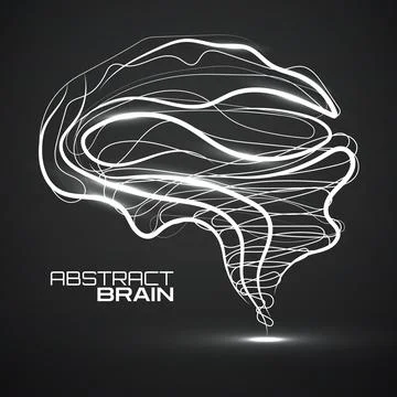 Abstract glowing brain with lines. Vector illustration Stock Illustration