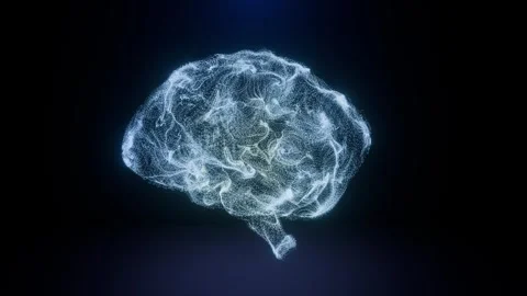 Abstract glowing brain particles forming and dissipating in dark space 動画素材 341450752