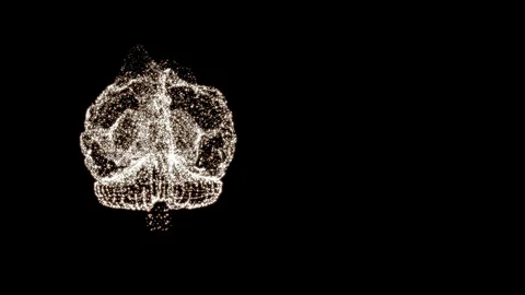 Abstract glowing brain structure formed from tiny particles in intense activity Stock Footage 121801906