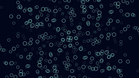 Abstract glowing bubble bokeh background with floating circles on dark blue Vídeos de archivo 333179795