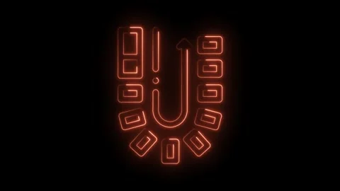Abstract glowing business process steps with arrow leading upward in orange neon Stock Footage 330771607