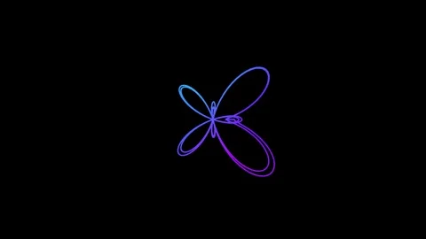 Abstract glowing butterfly shapes in rhythmic motion against a dark backgroun Stock Footage 344294671