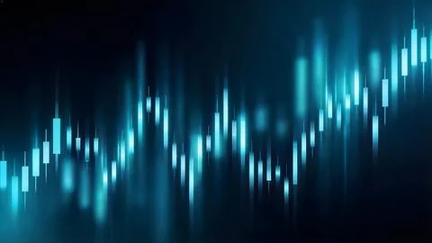 Abstract glowing candlestick chart data background Illustrazione stock