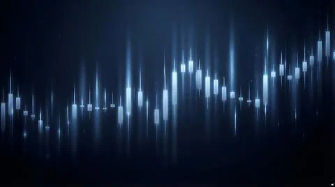 Abstract glowing candlestick chart financial background Stock Illustration