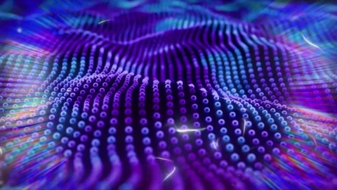 Abstract Glowing Cell Membrane and Microscopic Particle Waves 3D 動画素材 342509254