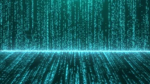 Abstract glowing chaastic lines falling with glowing bokeh effect. Stock Footage 308110530