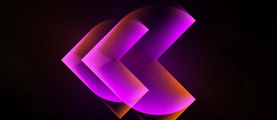 Abstract glowing chevron design. Layers create depth, vibrant purple blends.. Stock Illustration