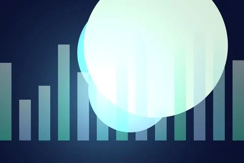 Abstract glowing circle with bar graph in dark background Stock Illustration