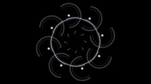Abstract Glowing Circle with Geometric Elements on Black Background Video stock 332031729