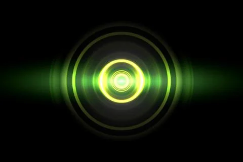 Abstract glowing circle green light effect with sound waves oscillating backg Stock Illustration