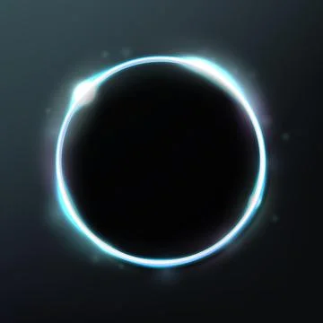 Abstract Glowing Circle Isolated on Dark Background, Elegant Light Ring, Ve.. 스톡 일러스트