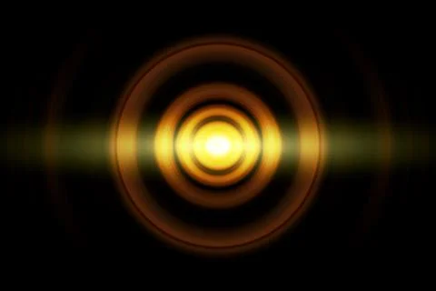 Abstract glowing circle orange light effect with sound waves oscillating back Stock Illustration