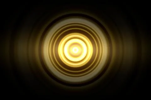 Abstract glowing circle yellow light effect with sound waves oscillating back Stock Illustration