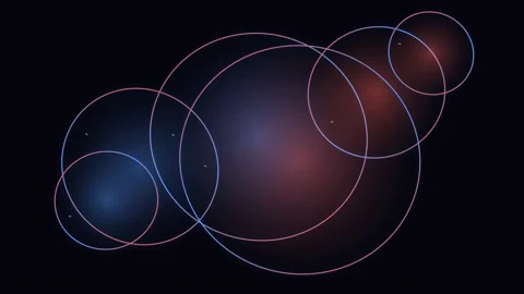 Abstract Glowing Circles Animation on Black Background Stock Footage 343411257