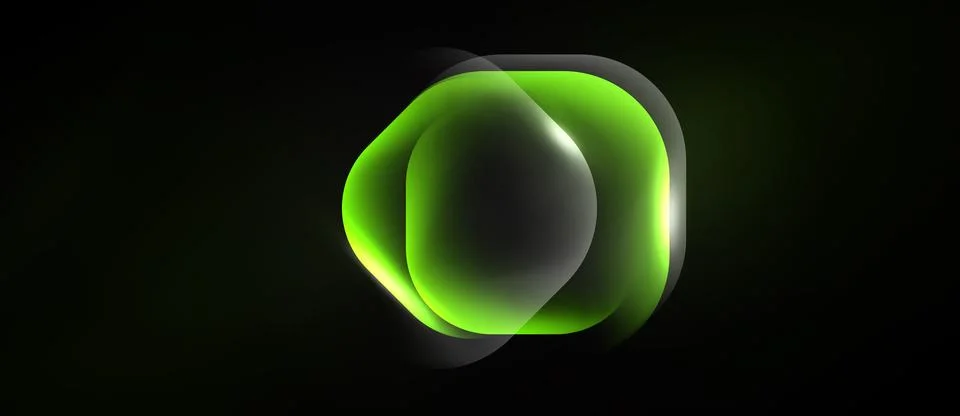 Abstract glowing circles overlap, creating luminous effect against dark Stock Illustration